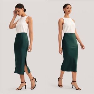 Lilysilk NWT 100% Mulberry Silk Maxi Skirt Green Size 28 US 6-8